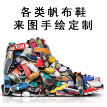 Come to chart custom main-peint main-chaussures chaussures DIY private exploits caricature avatars graffiti old chaussures personnalité changement couleur couleur cool