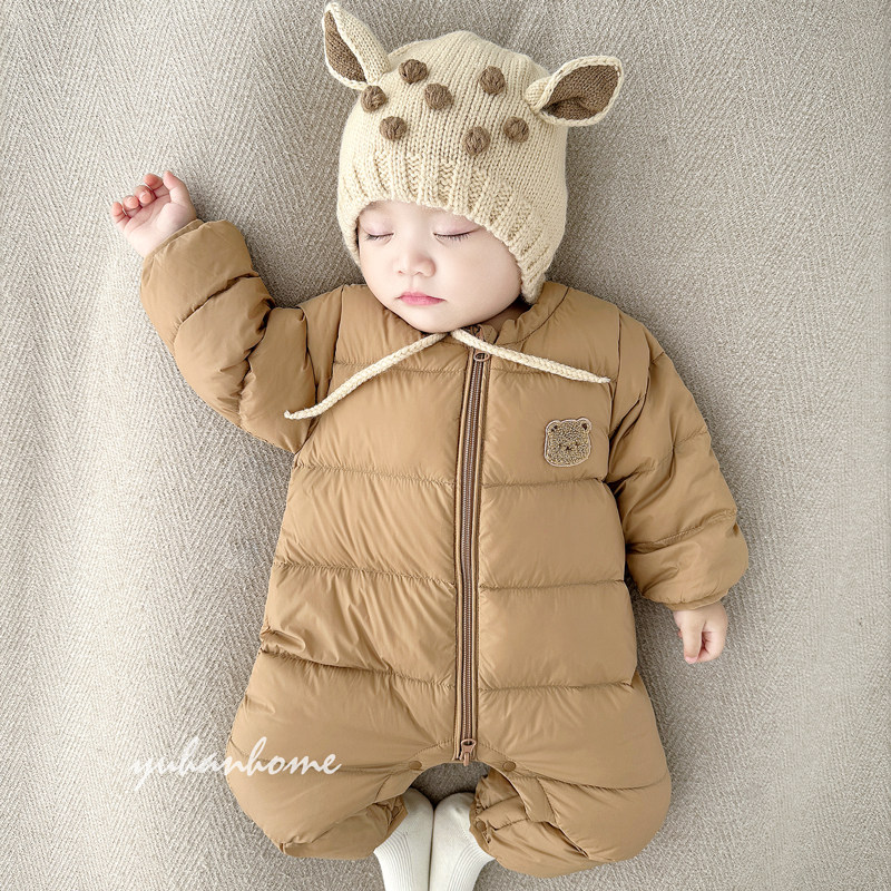 婴儿羽绒服秋冬韩系休闲冬季外出衣服小月龄爬服宝宝白鸭绒连体衣,淘宝优惠券,粉丝福利购,淘宝优惠卷
