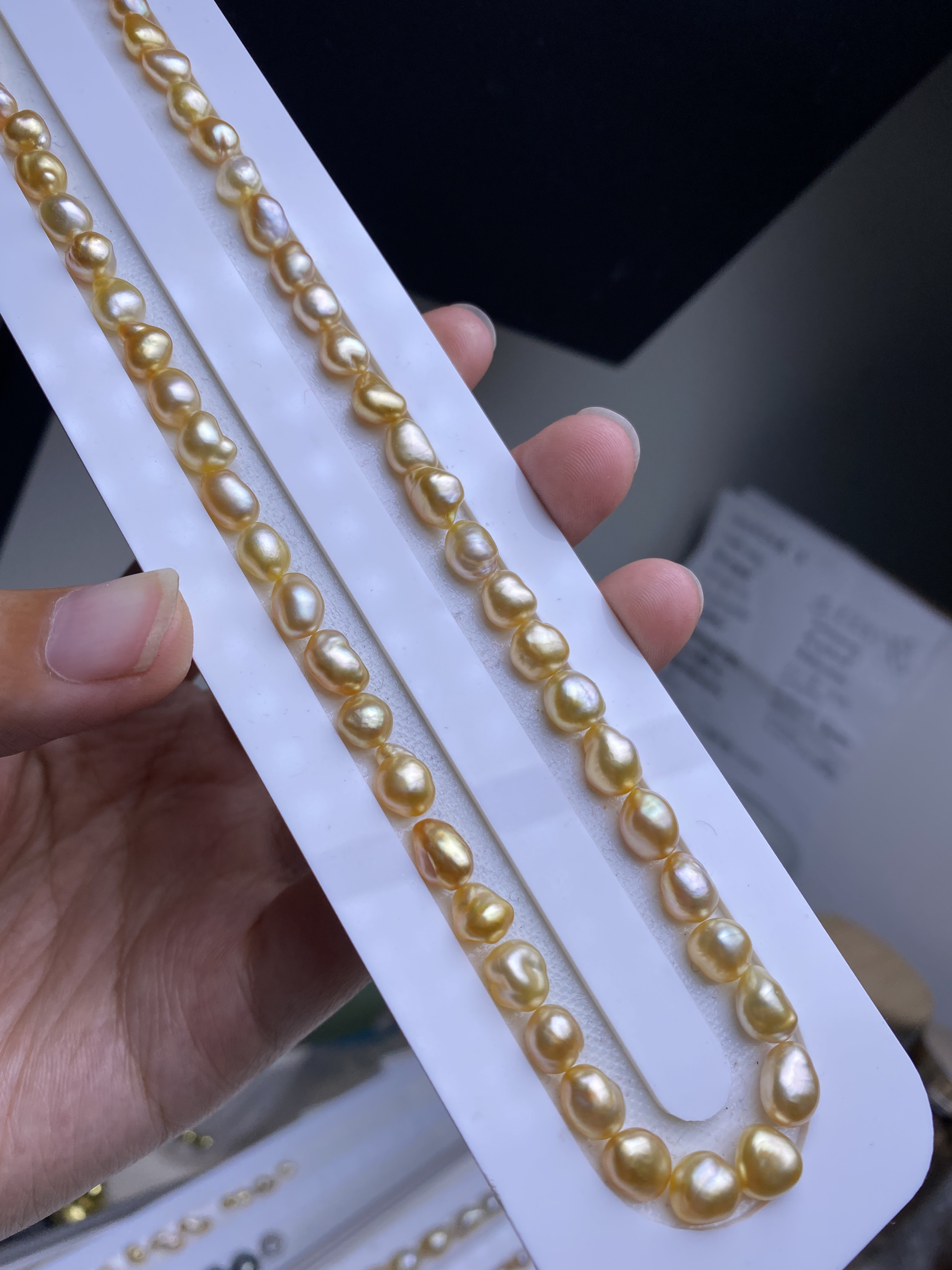 南洋金珠 菲律宾浓金 keshi型 金豆豆项链 - 图0