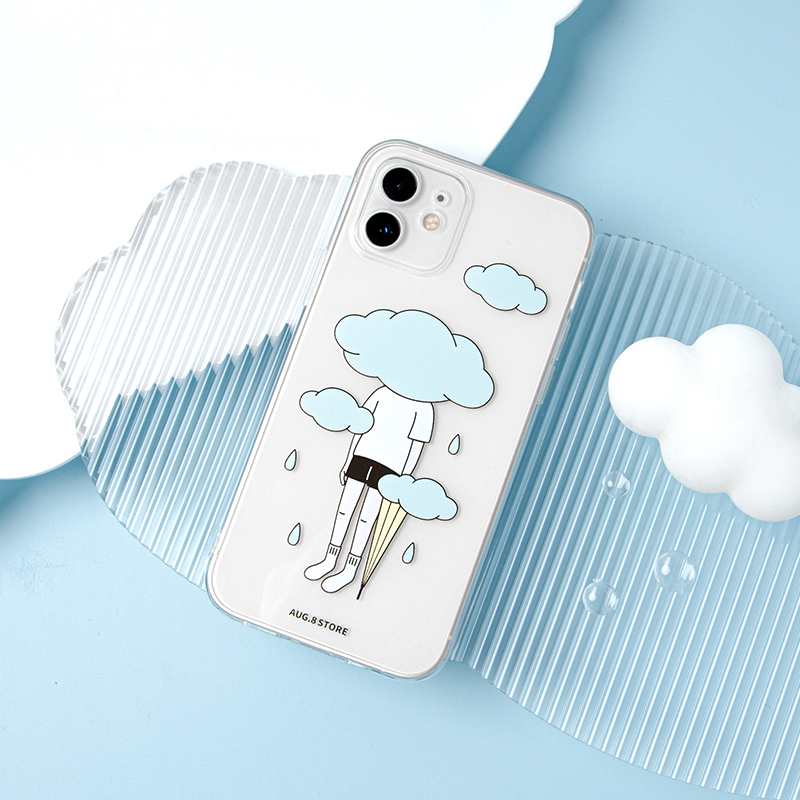 人间八月八丨原创少年系列iPhone13PRO手机壳苹果12MAX透明壳下雨 - 图1