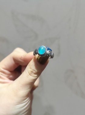 2025新品简约ins风天河石钛钢托开口可调节戒指饰品