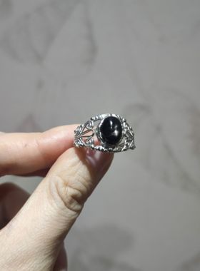 2025新品小众ins风天然金运石蕾丝托开口调节戒指水晶饰品