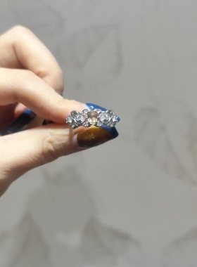 2026新品简约ins风拉丝轻奢款黄水晶钛钢托开口可调节戒指孤品