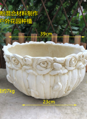 石粉欧式罗马柱复古做旧花盆