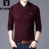 Playboy mùa thu và mùa đông nam sang trọng nửa cổ cao V dày áo len tinh khiết mềm mại ấm áp áo len đầy đủ áo len - Áo len cổ tròn áo len nam hàn quốc Áo len cổ tròn