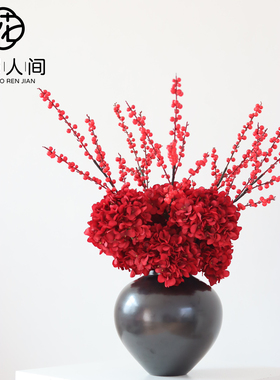 高品质冬青浆果仿真花红果假树枝新中式家居摆件年宵花艺新年插花
