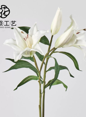 pu百合仿真花手感假花高品质家居装饰花束桌面摆件摄影手拿道具花