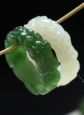 貔貅戒指和田玉白玉貔貅指环手工精雕男女款经典时尚新款碧玉戒指