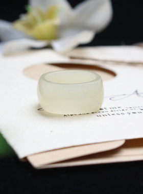 新款原创和田玉白玉方形指环