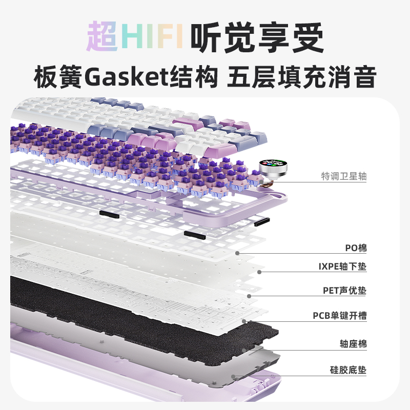 北通键盘客制化无线键盘机械键盘北通灵感键盘游戏三模GASKET结构 - 图1