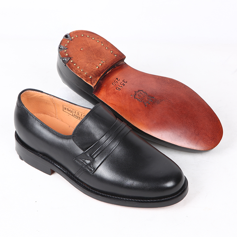 3516厂皮底三钉87式手工皮鞋复古套脚上线底圆头加宽父亲鞋男潮流 - 图0