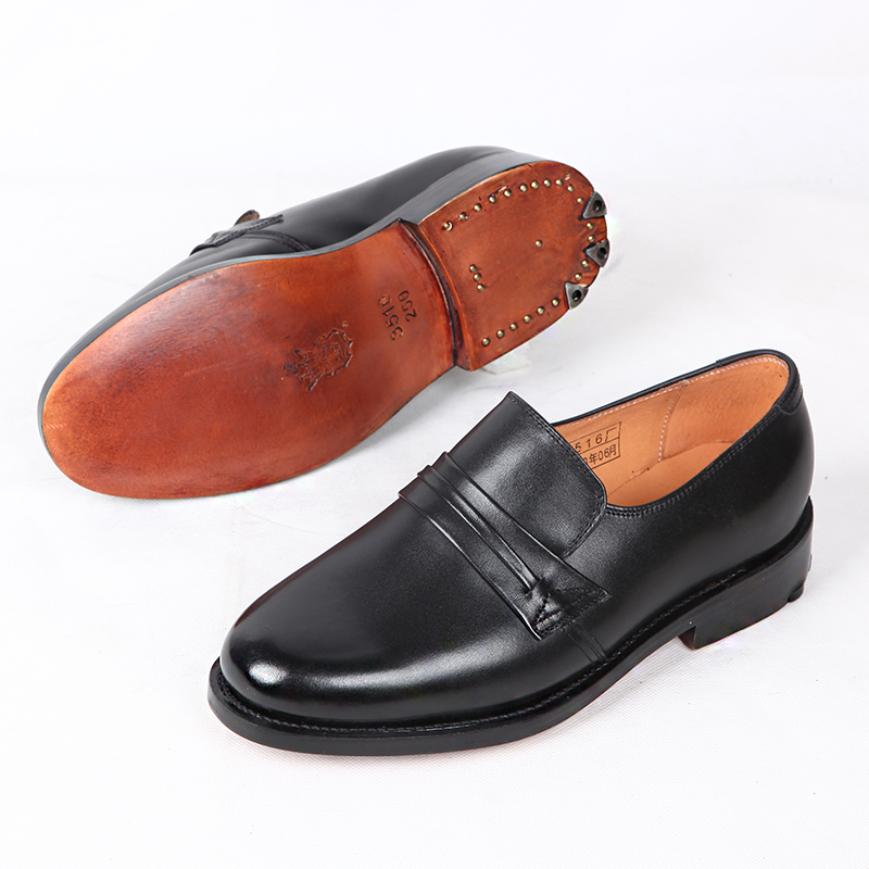 3516厂皮底三钉87式手工皮鞋复古套脚上线底圆头加宽父亲鞋男潮流 - 图1