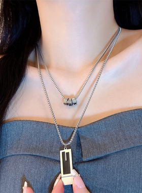 双层钛钢毛衣链2025新款秋冬长款高级大气小众设计感长款卫衣项链
