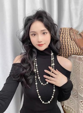 2025法式高级长款叠戴珍珠项链女秋冬独特设计小众轻奢大气毛衣链