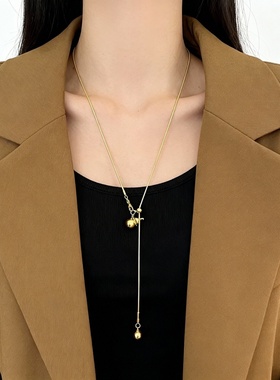 2026新款爆款金色葫芦项链女轻奢小众设计感高级气质百搭毛衣链