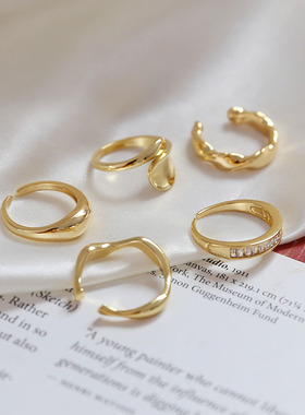 欧美简约冷淡风时尚包金戒指18K