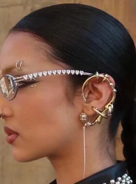 保罗雷朋官网珍妮jennie同款复古椭圆框镶钻眼镜女素颜神器近视镜