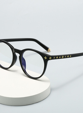 保罗雷朋官网欧阳娜娜同款大框黑色眼镜高级设计感四瓣花圆脸复古