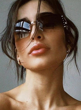 保罗雷朋官网欧美无边框镶钻雪地墨镜女辣妹y2k眼镜潮酷科技感赛