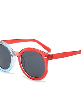 保罗雷朋官网跨境新奇装饰搞怪太阳眼镜蓝红撞色大框圆形太阳镜20