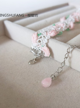 甜美郁金香花朵蕾丝项链