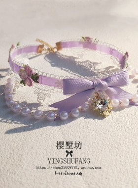 原创超仙粉色蝴蝶结lolita锁骨链