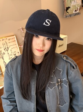 WBB小众平檐帽子百搭休闲字母刺绣日韩风棒球帽四季款遮阳帽男潮