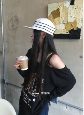 美式复古平沿帽大头围显脸小帽子