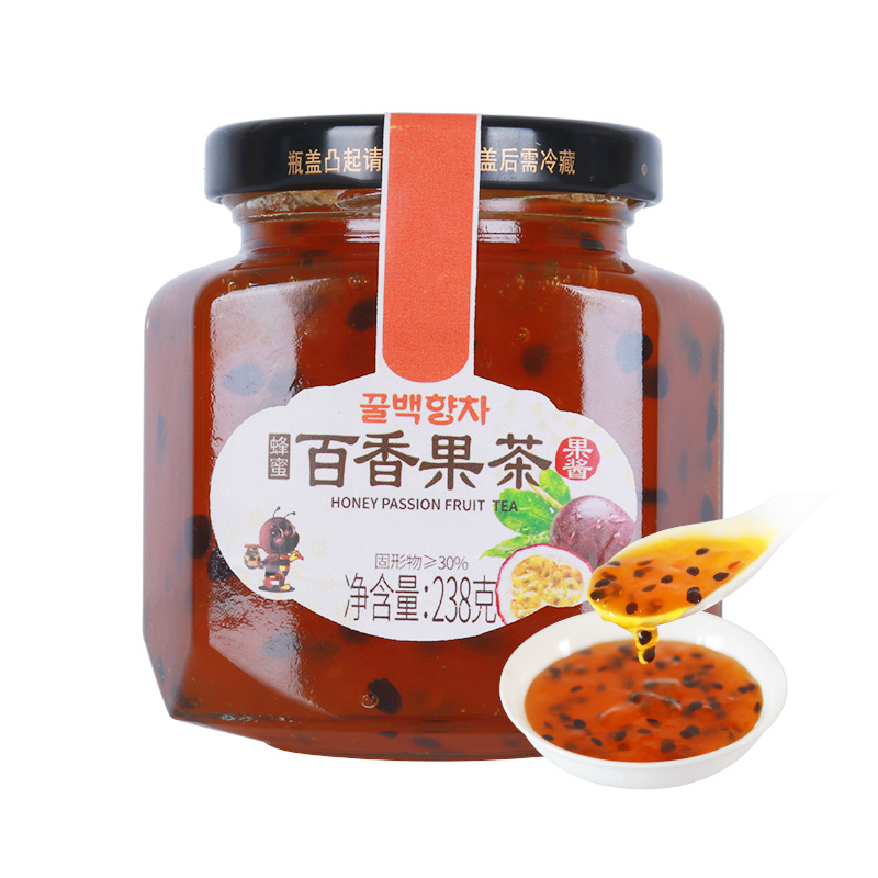 花圣食品旗舰店花圣蜂蜜柠檬百香果蜂蜜茶238g水果茶柚子果酱泡水喝饮品冲泡批发3