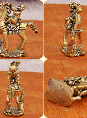 纯黄铜马上封侯摆件家居饰品铜工艺品动物生肖猴摆件铜器马上猴子