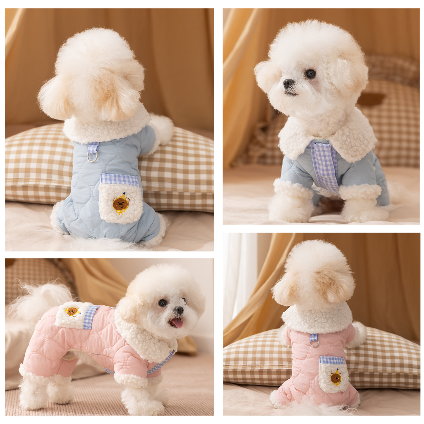 狗狗衣服秋冬季保暖绗棉四脚棉衣自带牵引泰迪比熊小型犬宠物冬装,淘宝优惠券,粉丝福利购,淘宝优惠卷