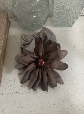 原创手作古着感复古玫瑰花朵流苏发圈森系植物系法式飘带少女发饰