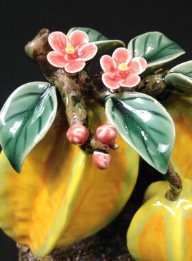 陶瓷工艺品摆件石湾公仔新房客厅摆设送l礼 杨桃喜气洋洋手工乔迁