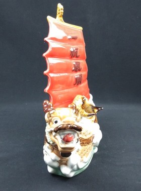 龙船石湾公仔陶瓷工艺品家居摆件客厅桌面创意中式生肖 一帆丰顺