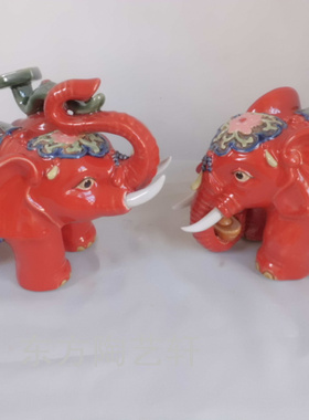 石湾公仔年年有余送礼红色工艺品