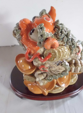 陶瓷石湾公仔金蟾风水礼物工艺品