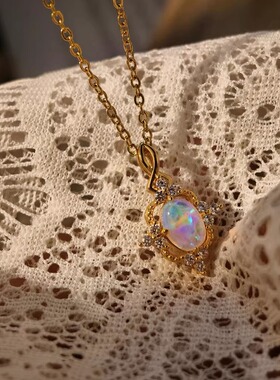 女轻奢高级蕾丝项链欧泊