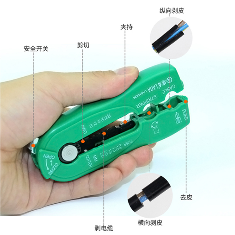 老A台湾迷你掌上型剥线器 剥线钳 电工剥皮器 多功能剥线刀小巧