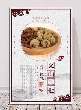 中药材海报挂图中草药养生中医馆宣传画当归冬虫夏草灵芝广告墙画
