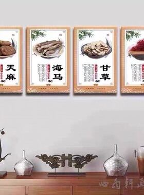中药材广告图中医挂图三七人参墙贴医馆宣传图海报草药装饰画挂画