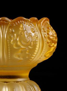 大号七彩琉璃莲花灯酥油灯座七星灯高脚财神蜡烛台供灯托架长明灯