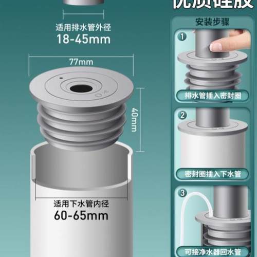 下水管防返臭神器洗手盆池密封圈厨房洗菜盆排水管道硅胶塞堵口器 - 图2