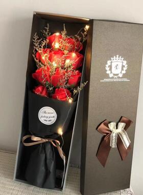 高档礼盒包装盒玫瑰盒花束加厚套二长方形花店装花盒空盒