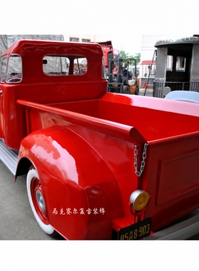 老爷车复古铁艺美式风餐厅模型