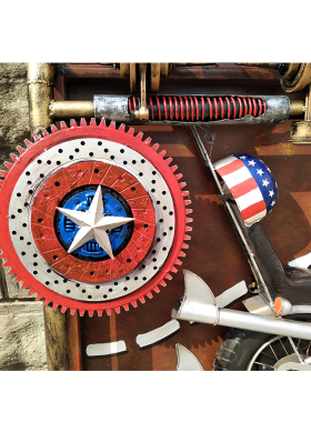 复古铁艺摩托车装饰铁皮画工业风立体画酒吧餐厅创意金属美式墙饰