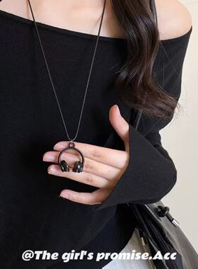 时髦百搭迷你耳机吊坠项链