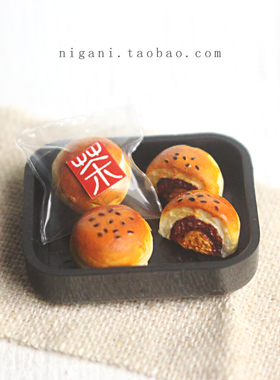 蛋黄酥仿真微缩纯银耳钉