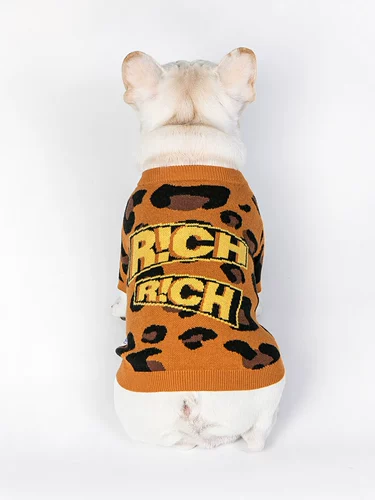 Mookipet Pet Leopard Sweater Осень и зимний кот Маленький способ одежды для собак с борьбой с злыми собаками и собачьей одеждой эластичность