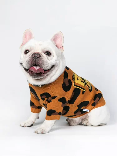 Mookipet Pet Leopard Sweater Осень и зимний кот Маленький способ одежды для собак с борьбой с злыми собаками и собачьей одеждой эластичность