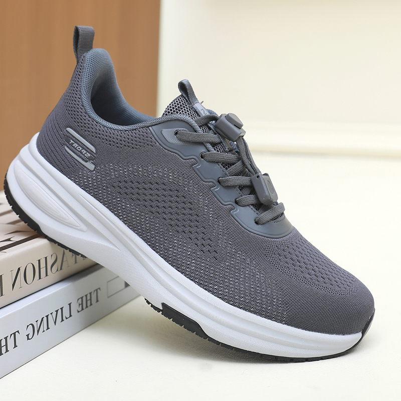 春秋季透气飞织男鞋中老年人健步鞋防滑软底舒适爸爸鞋运动休闲鞋 - 图2
